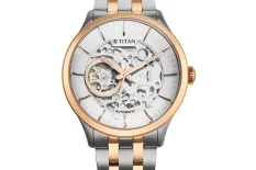 Titan 90140KM01 Silver White Metal Mechanicals Silver Dial Stainless Steel Strap Watch