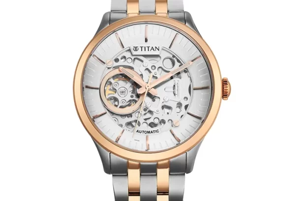 Titan 90140KM01 Silver White Metal Mechanicals Silver Dial Stainless Steel Strap Watch